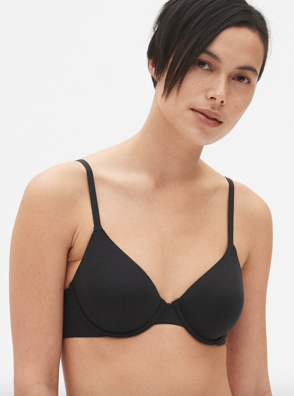 model wearing the black bra