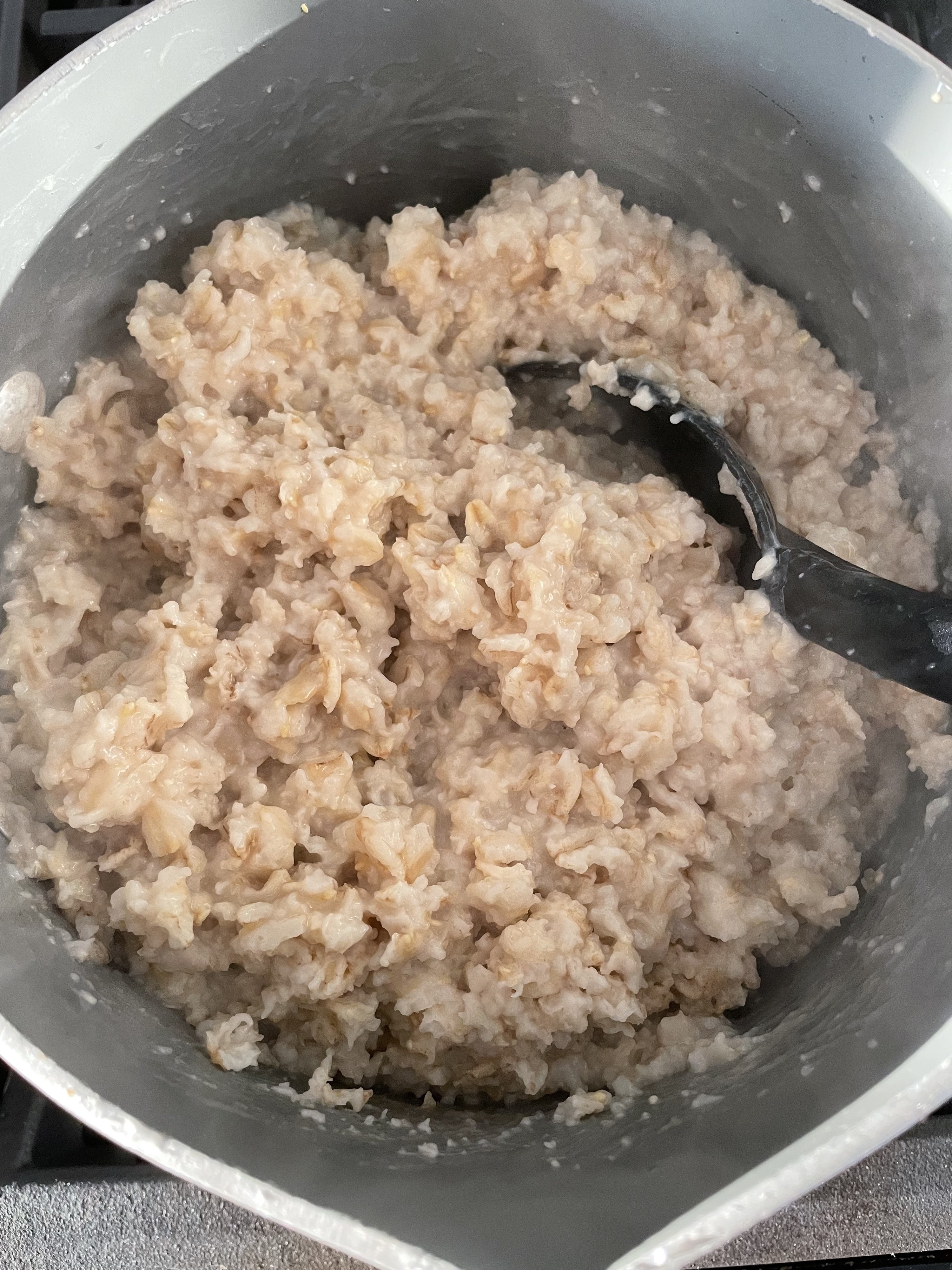 Oatmeal cooking on the stovetop