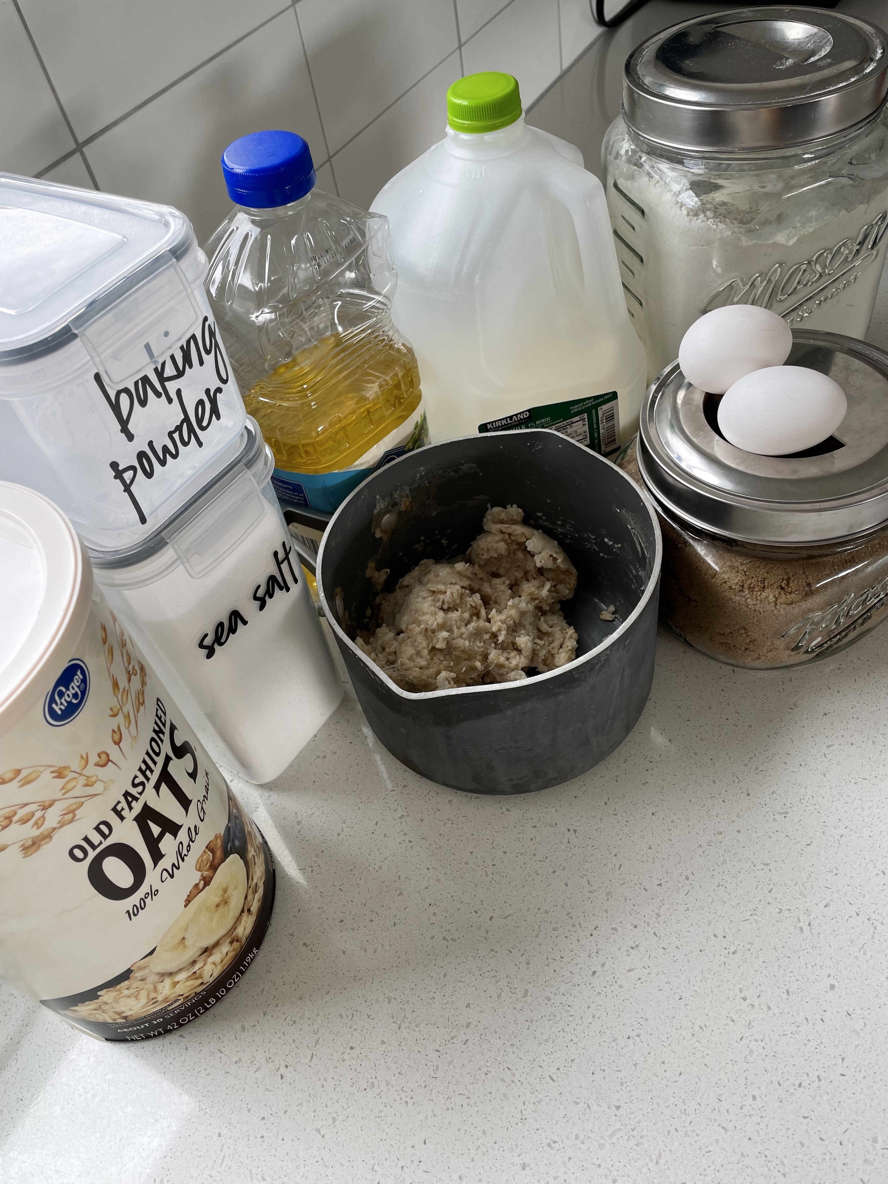 Ingredients for oatmeal muffins
