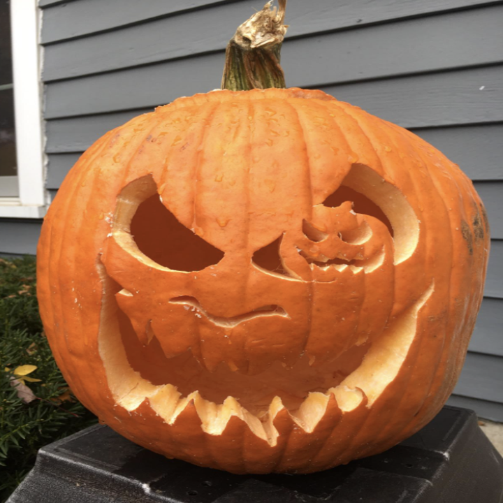 reviewer's carved jack-o'-lantern