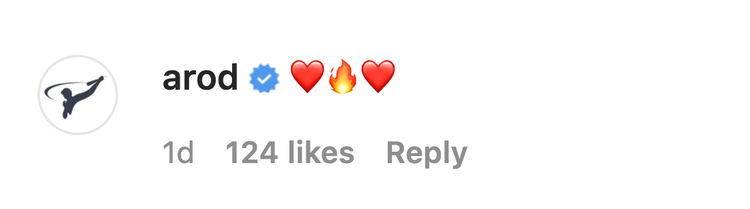 Alex left a fire emoji bookended by two heart emojis