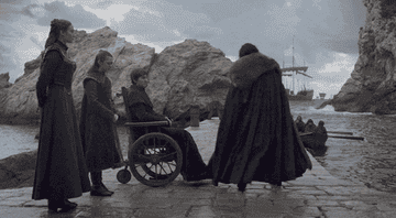 Jon bowing to Bran