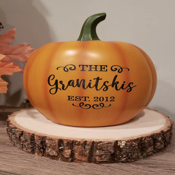 pumpkin with family name on it