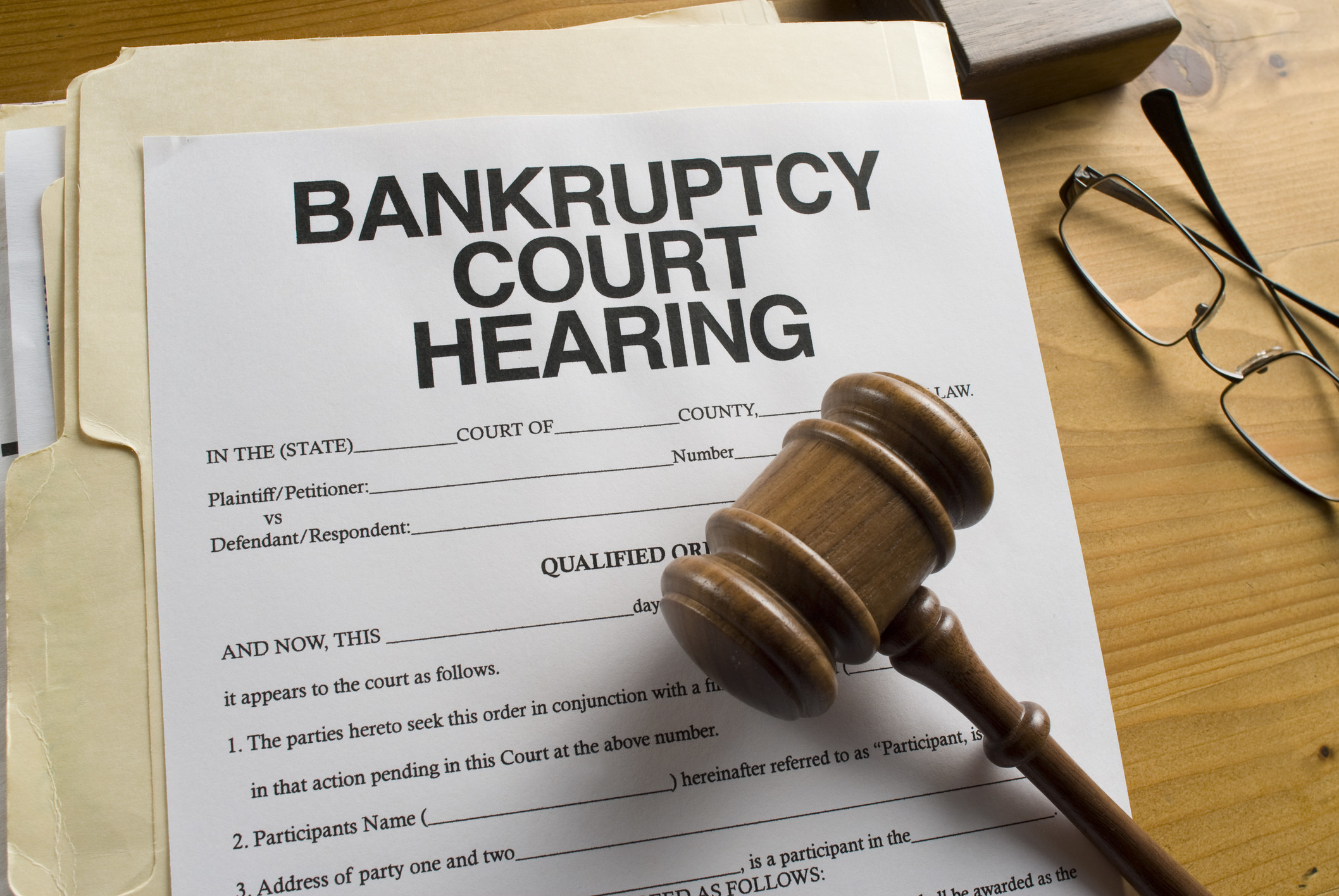 Paperwork for bankruptcy court