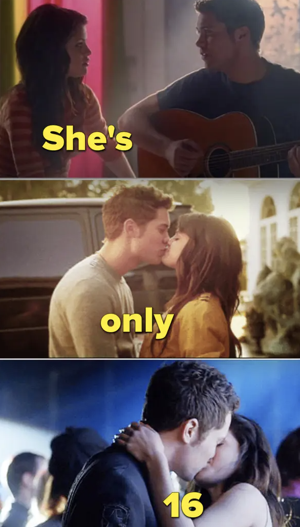 Selena Gomez and Drew Seeley kissing in a scene from the movie