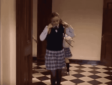 Rory putting her backpack on and walking down the hallways of Chilton