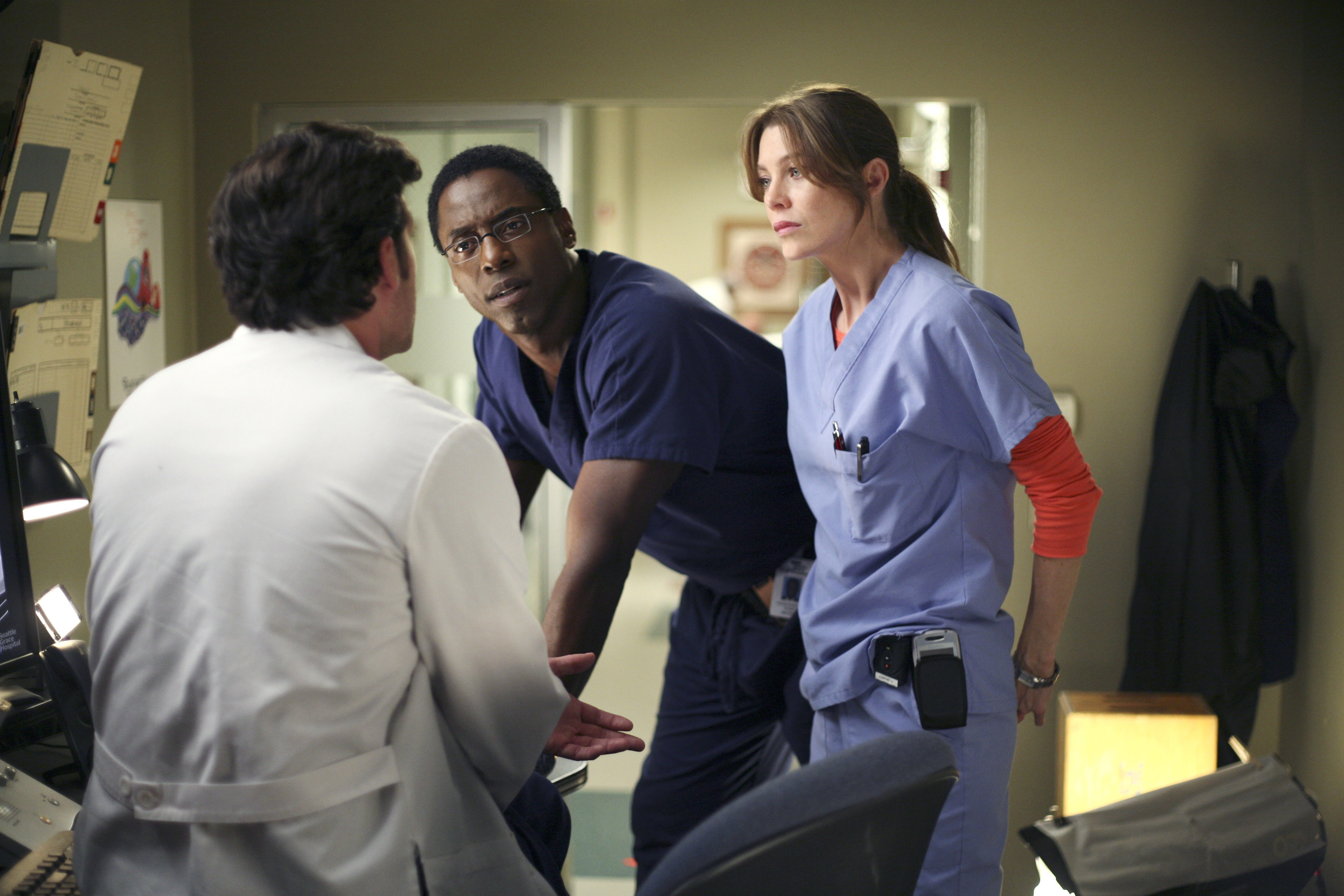 Meredith talks with both McDreamy and Dr. Burke