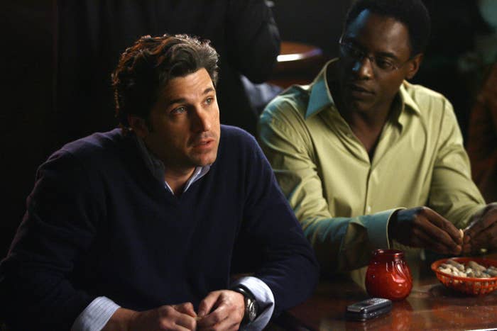 McDreamy sits at a bar with Dr. Burke