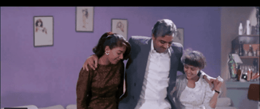 GIF of Prem and Amar looking at Both Ram Gopal and Teja again and again