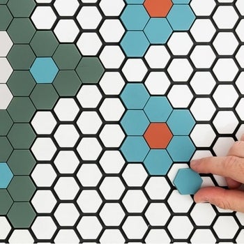 closeup of the tiles in lots of colors and a geometric pattern 