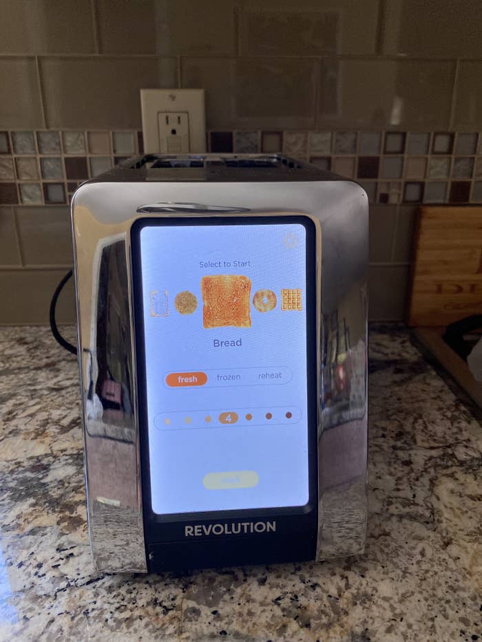 the toaster with a large touch screen