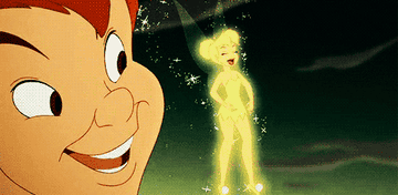 a gif of tinker bell laughing