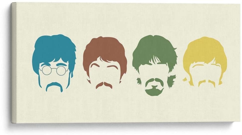cuadro con siluetas de las caras de los Beatles