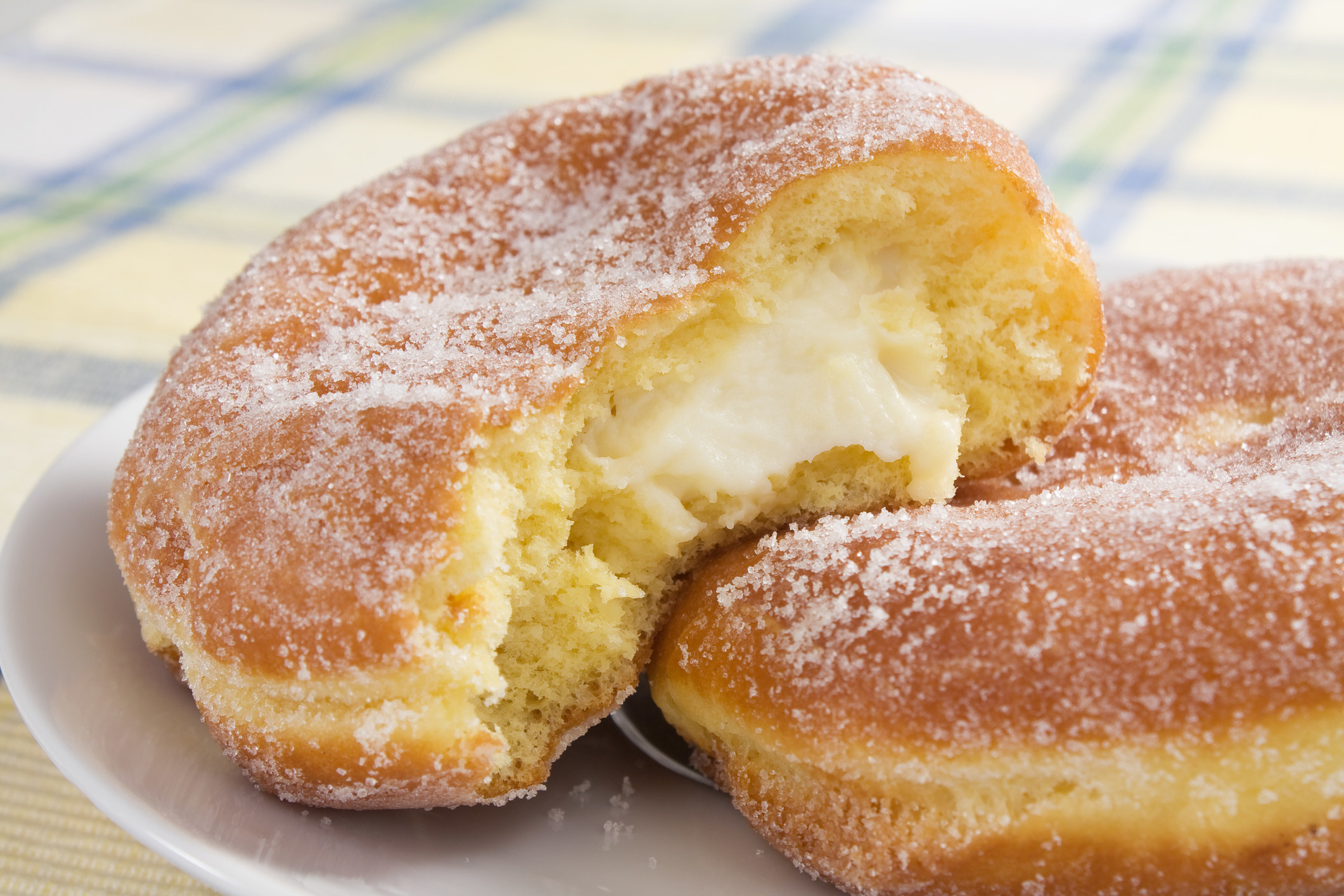 Paczki stuffed with cream.