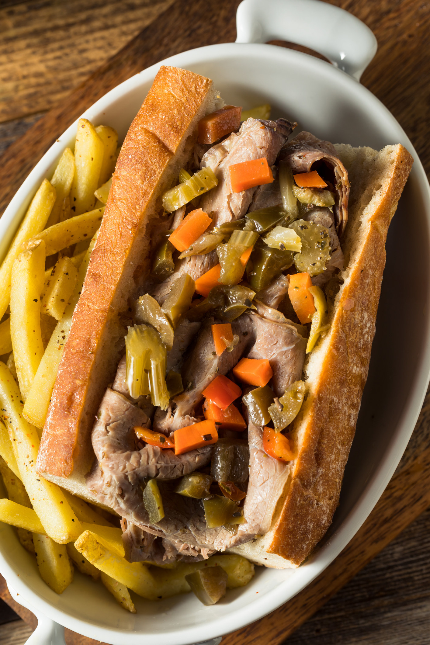 An Italian beef sandwich.