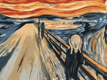A GIF of Edvard Munch&#x27;s painting called &quot;The Scream&quot;