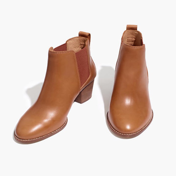 brown leather boots with a slight heel