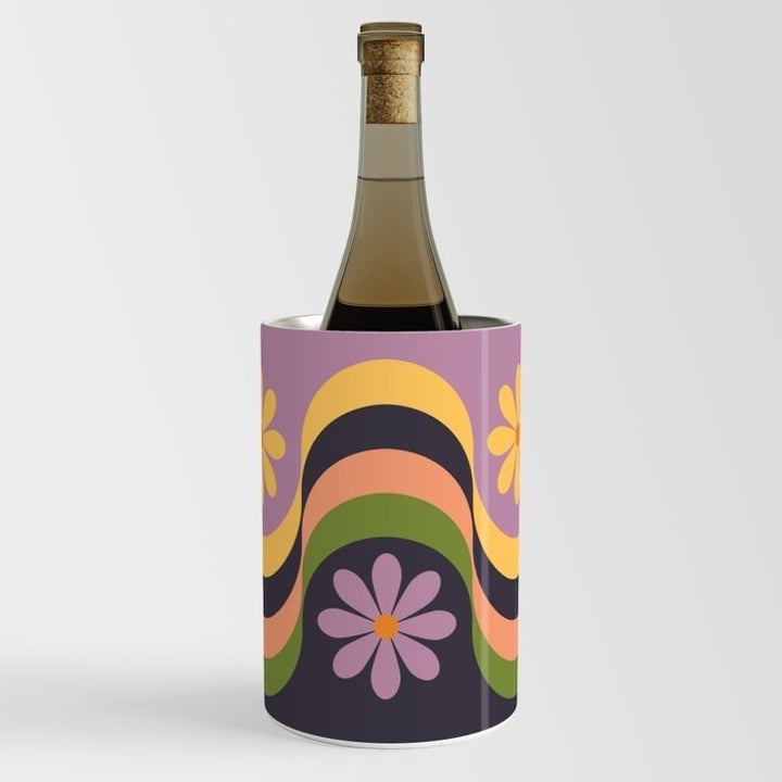 a retro wine chiller with a floral pattern