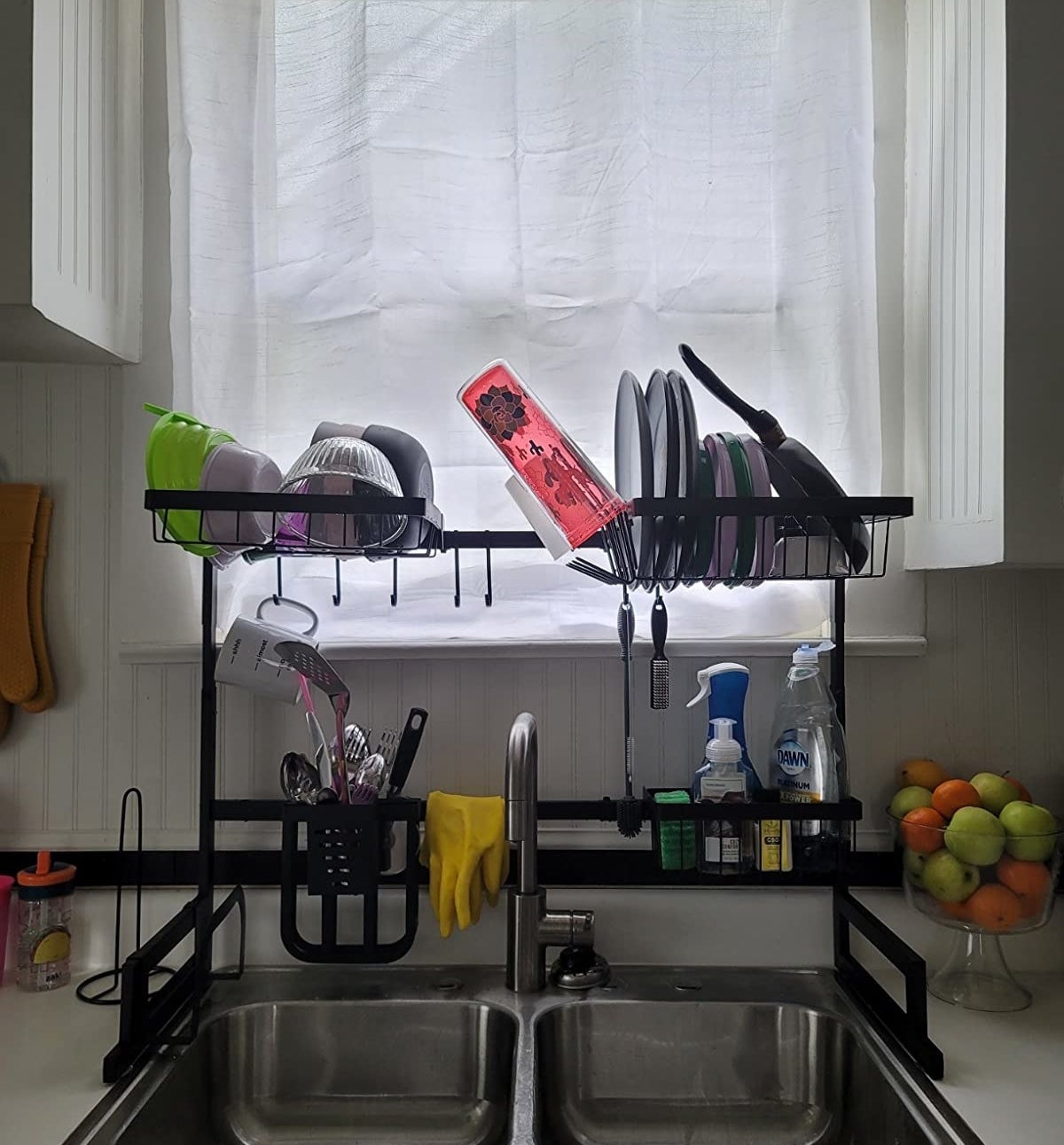 image of the over-the-sink drying rack in a reviewer&#x27;s kitchen