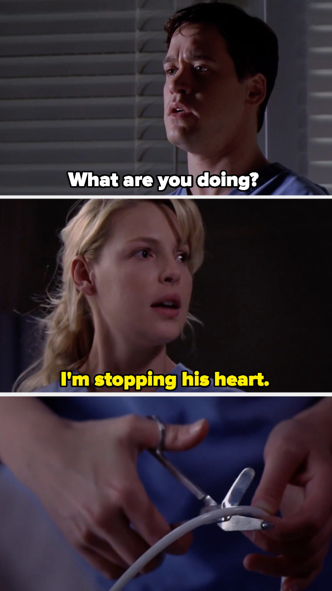 Izzie saying she&#x27;s stopping his heart before cutting the LVAD wire