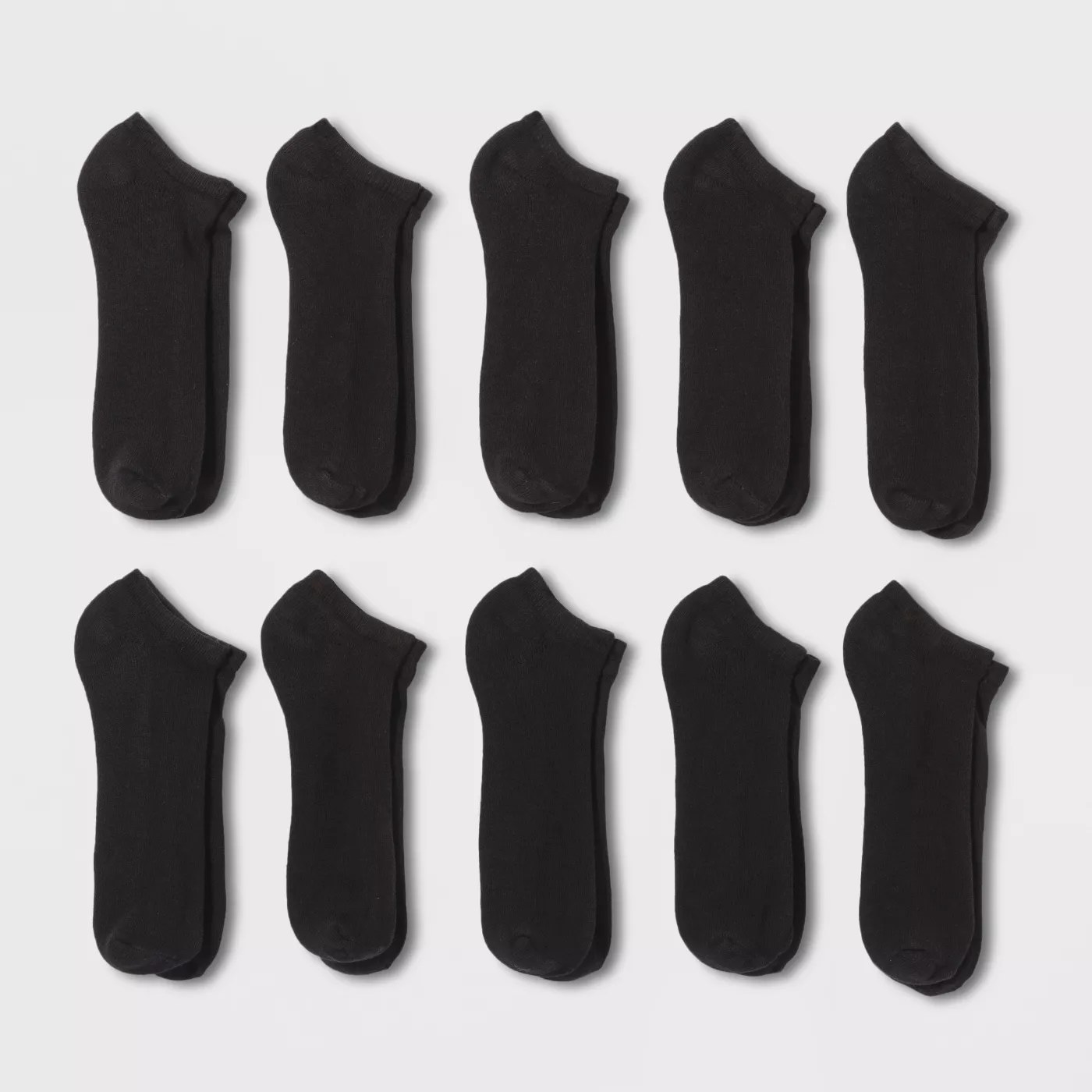 A 10-pack pair of black, no-show socks