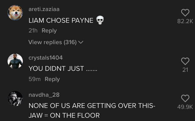 One person said &#x27;Liam chose Payne&#x27; with the skull emoji