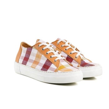 the red and orange plaid sneakers