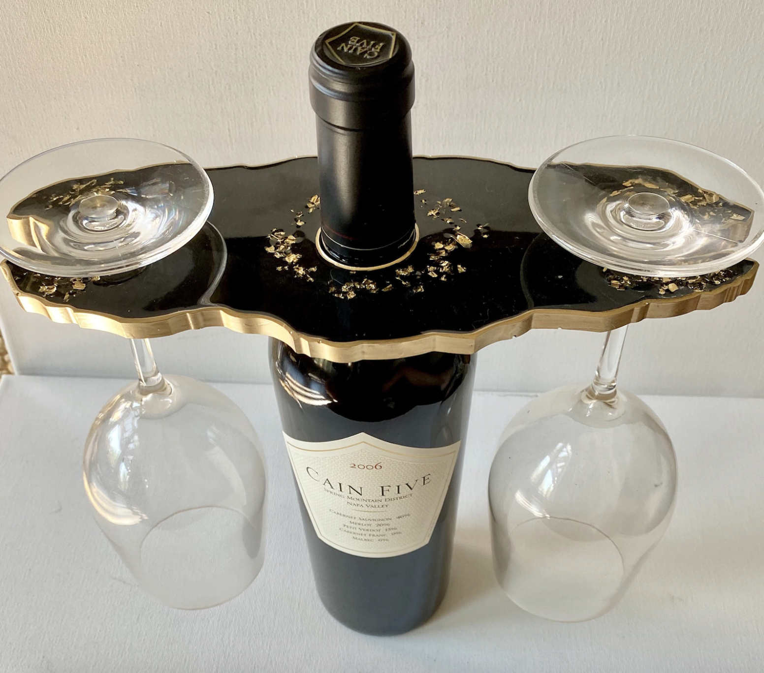 the black and gold wine caddy