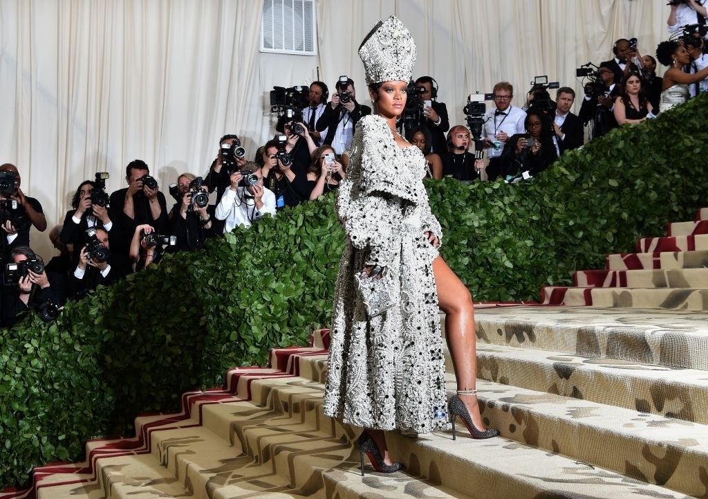 Rihanna in her pope outfit at the Catholic themed Met Gala