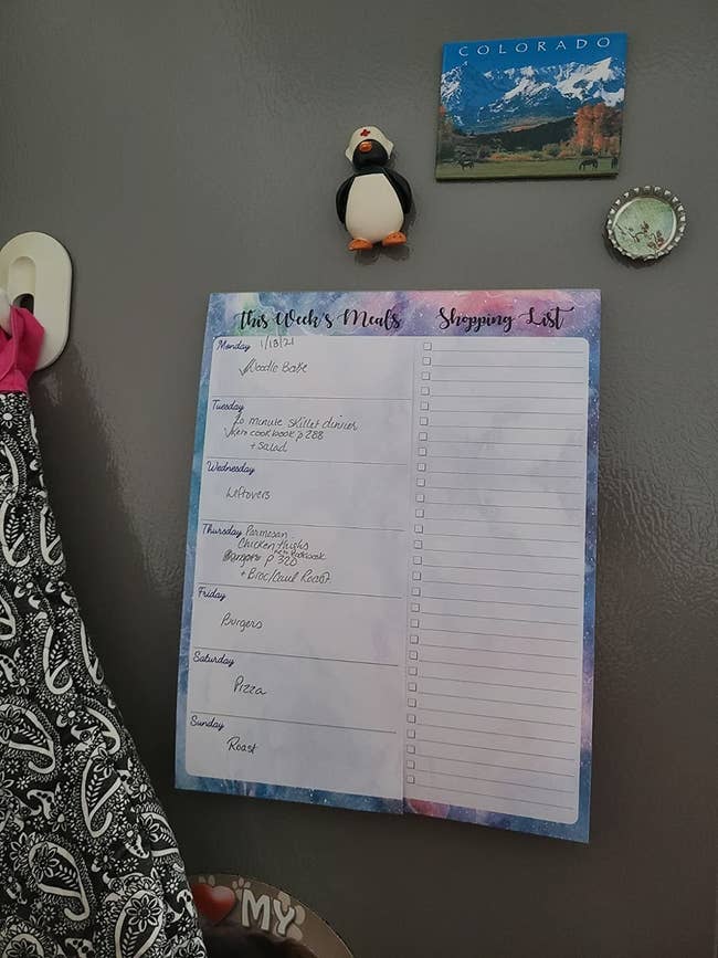 Reviewer's notepad with handwritten menu