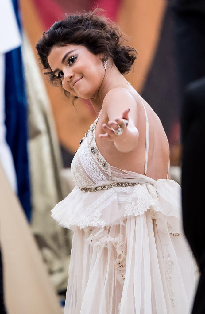 Selena Gomez is seen arriving to the Heavenly Bodies: Fashion &amp;amp; The Catholic Imagination Costume Institute Gala