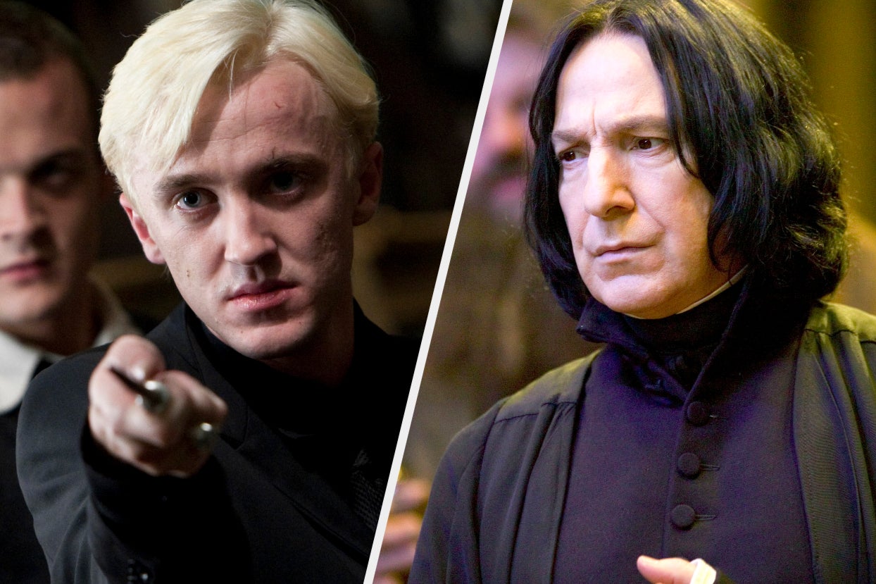 Tom Felton and Alan Rickman in the Harry Potter movies