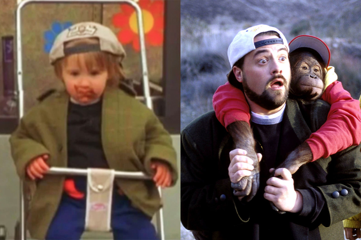 baby Silent Bob sits in a swing