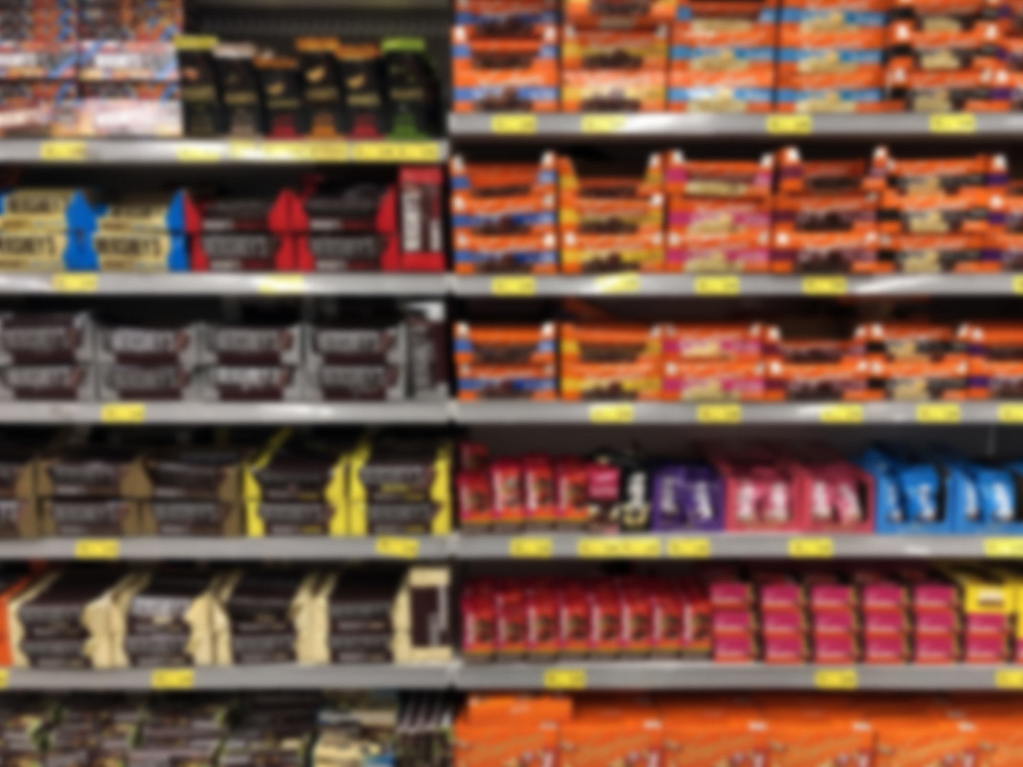 A shelf full of candy.