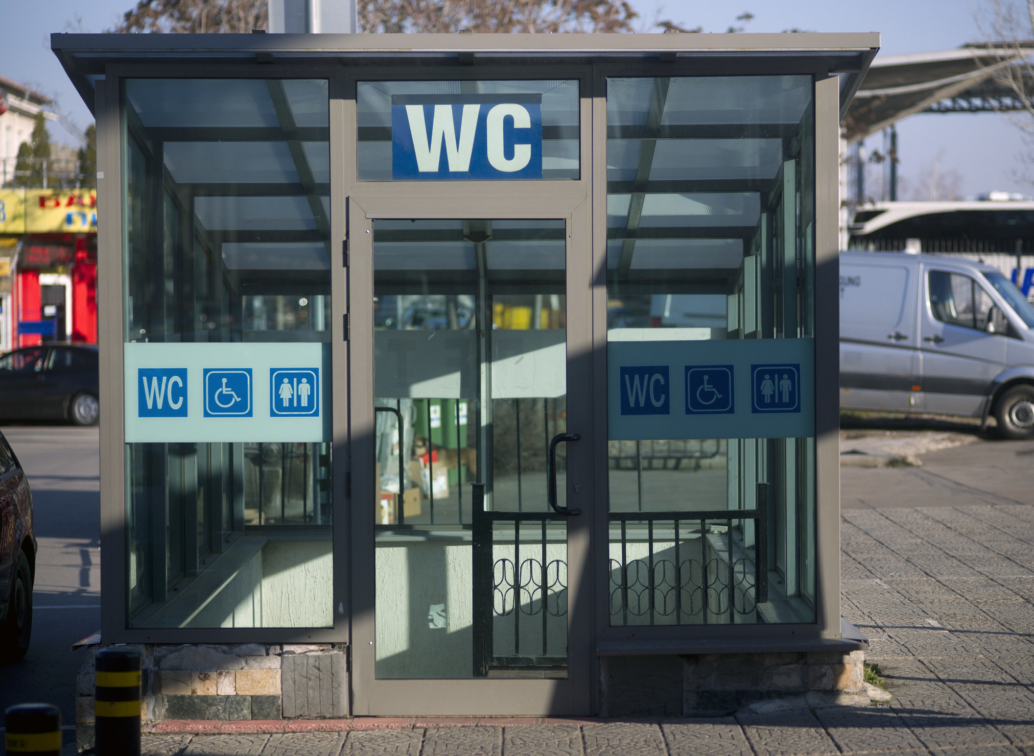 A public pay to use toilet in Europe.