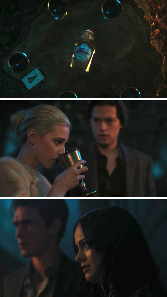 Veronica watches as Betty drinks from the chalice