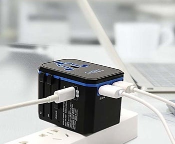 The black charger with USB cords coming out of it