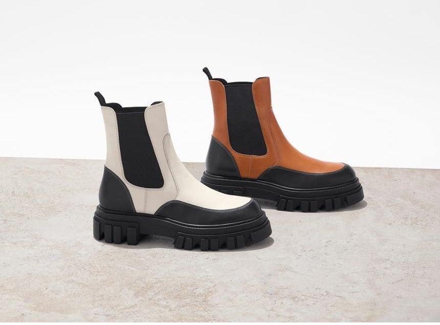 the chunky sole Chelsea boots in white and brown