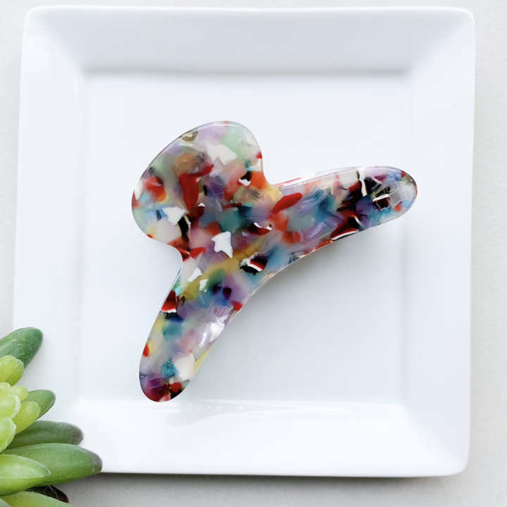 A rainbow flecked french hair claw 