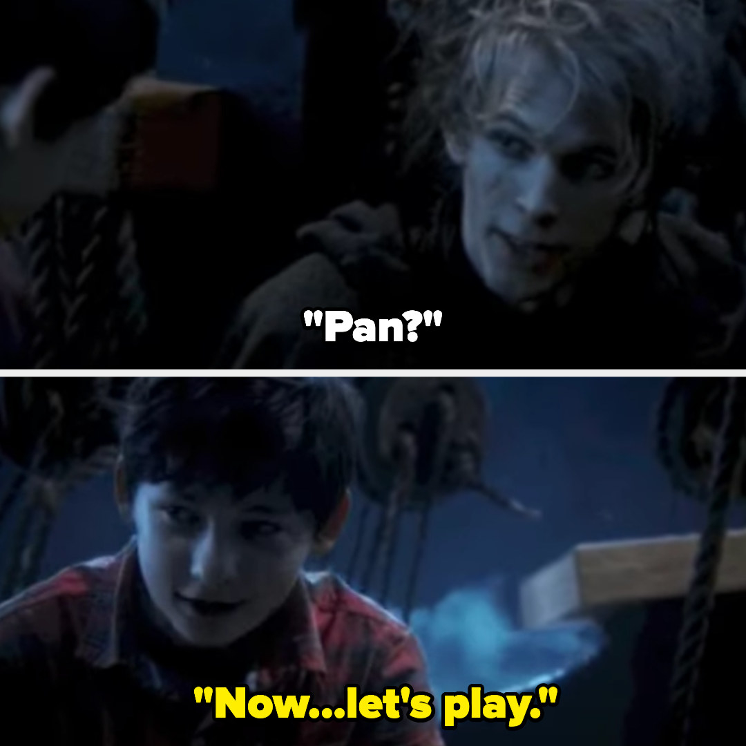 one of Pan&#x27;s men realizes it&#x27;s him and Pan (as Henry) says &quot;now...let&#x27;s play&quot;