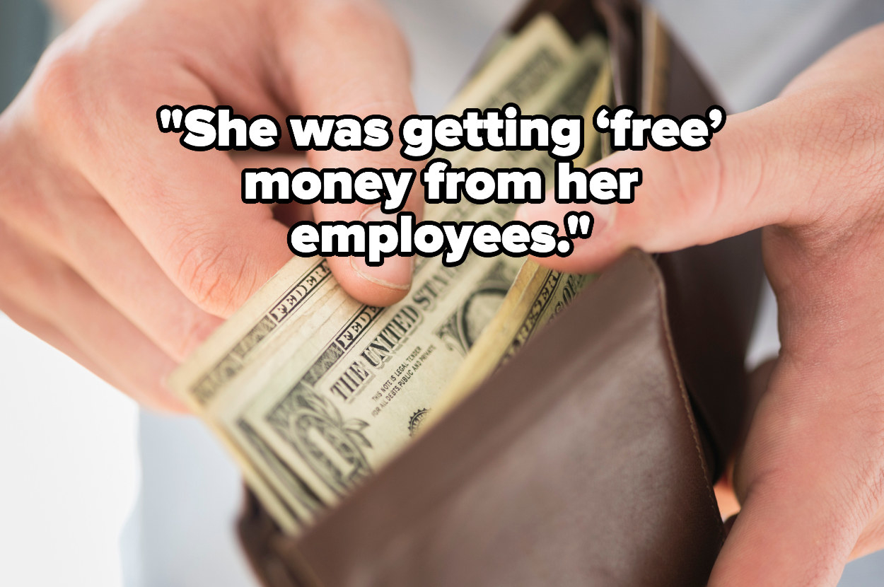 &quot;She was getting ‘free’ money from her employees&quot; over hands pulling money out of a wallet