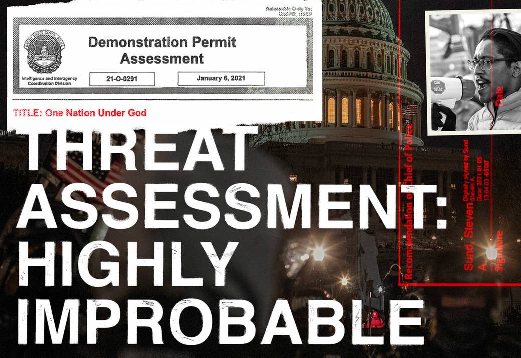 A collage of excerpts from the demonstration permit obtained by BuzzFeed News, Ali Alexander, and the US Capitol building on January 6