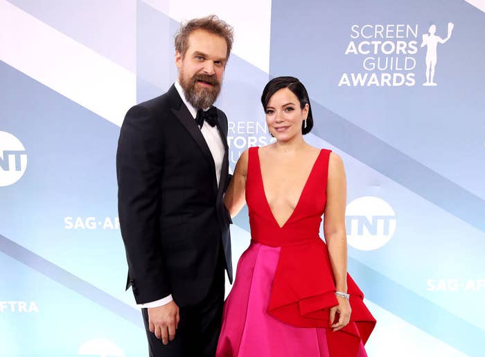(L-R) David Harbour and Lily Allen attend the 26th Annual Screen Actors Guild Awards