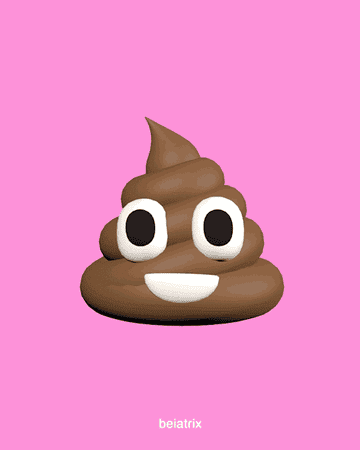 Poop emoji rotates on a pink backround.