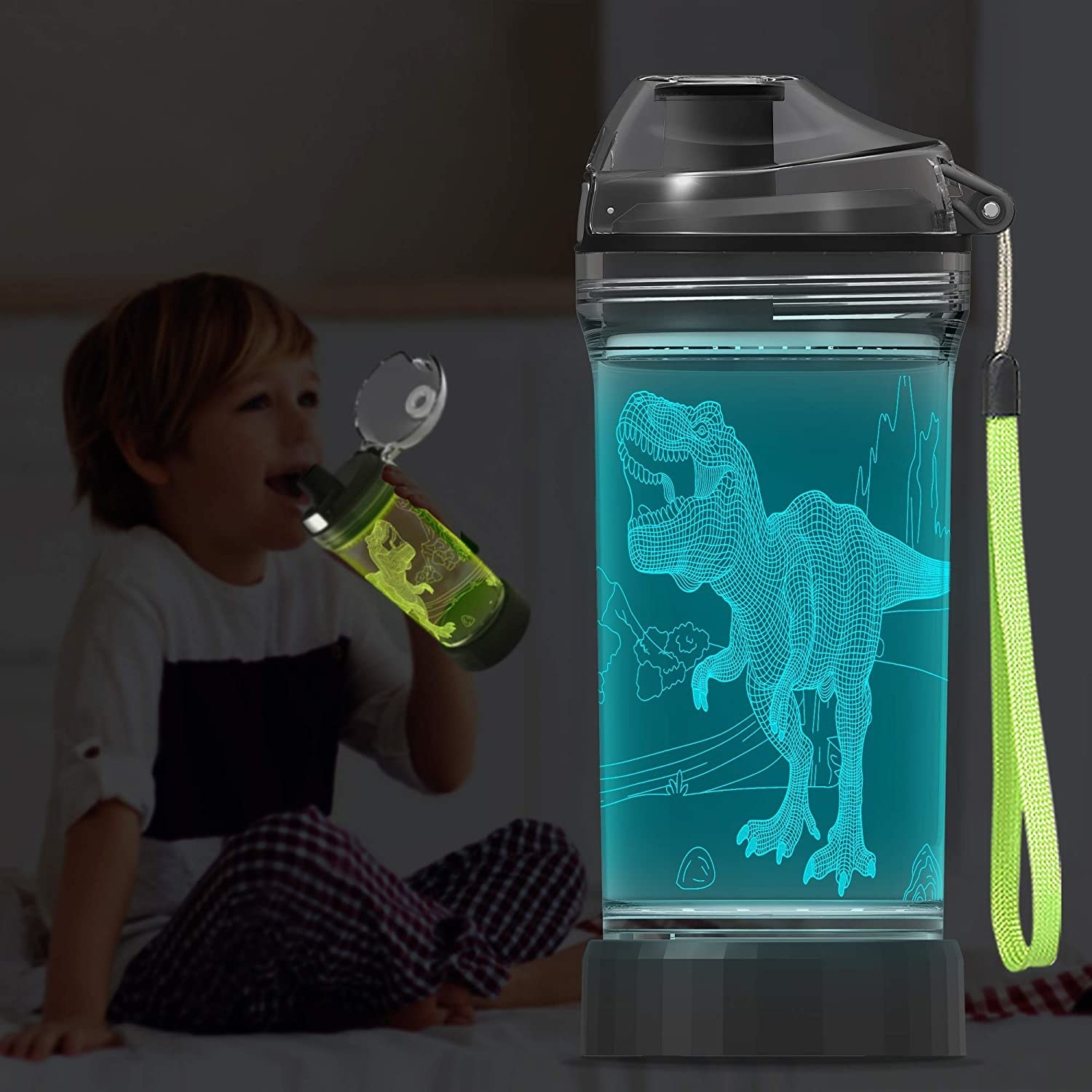 Chrome Dino Light-Up Water Bottle