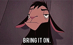 A gif of cuzco the llama from emperor&#x27;s new groove saying bring it on stoically