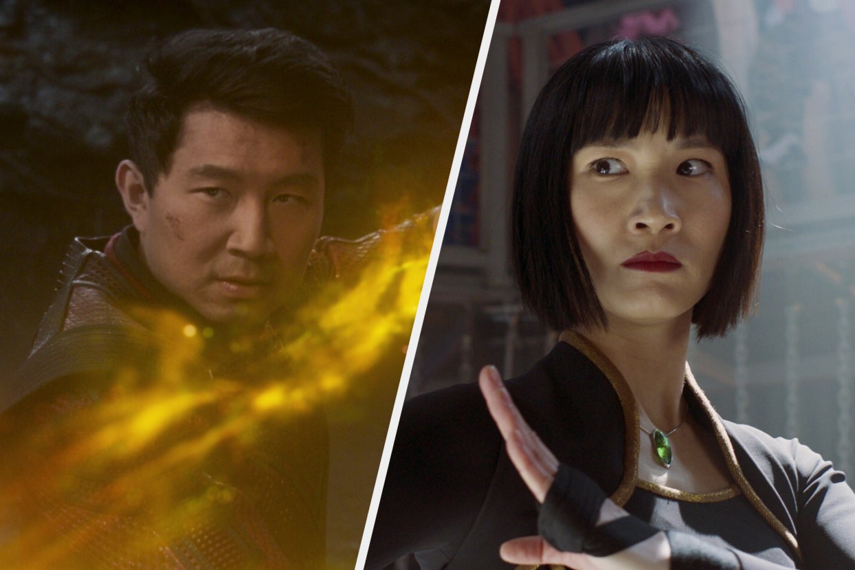 Simu Liu and Meng'er Zhang in Shang-Chi and the Legend of the Ten Rings