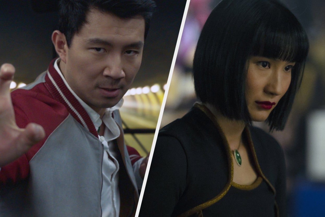 Simu Liu and Meng'er Zhang in Shang-Chi and the Legend of the Ten Rings