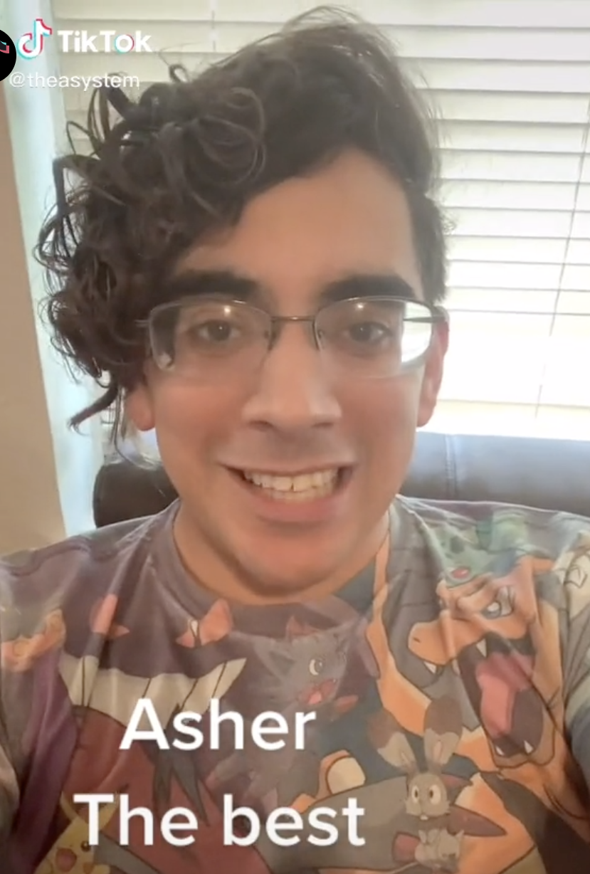Screenshot of TikToker @theasystem with the caption &quot;Asher / The best&quot;