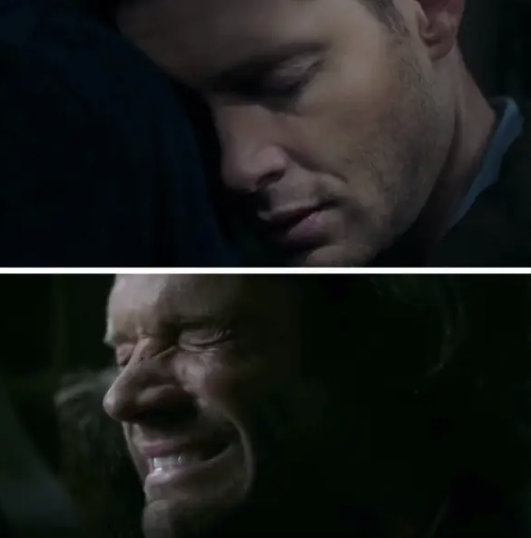 Sam cries as Dean dies